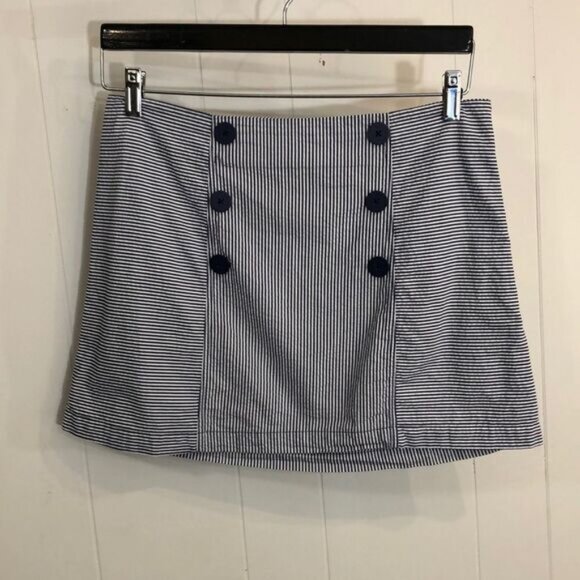 Urban Outfitters Sailor Blue and White Striped Cotton Mini Skirt Large - Picture 1 of 2